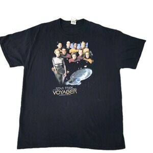 Star Trek Voyager 2008 Mens XL Black Graphic Print T Shirt Space TV Movie